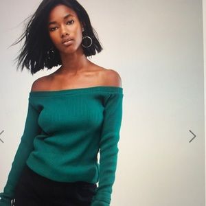 Off the Shoulder Green Light Sweater